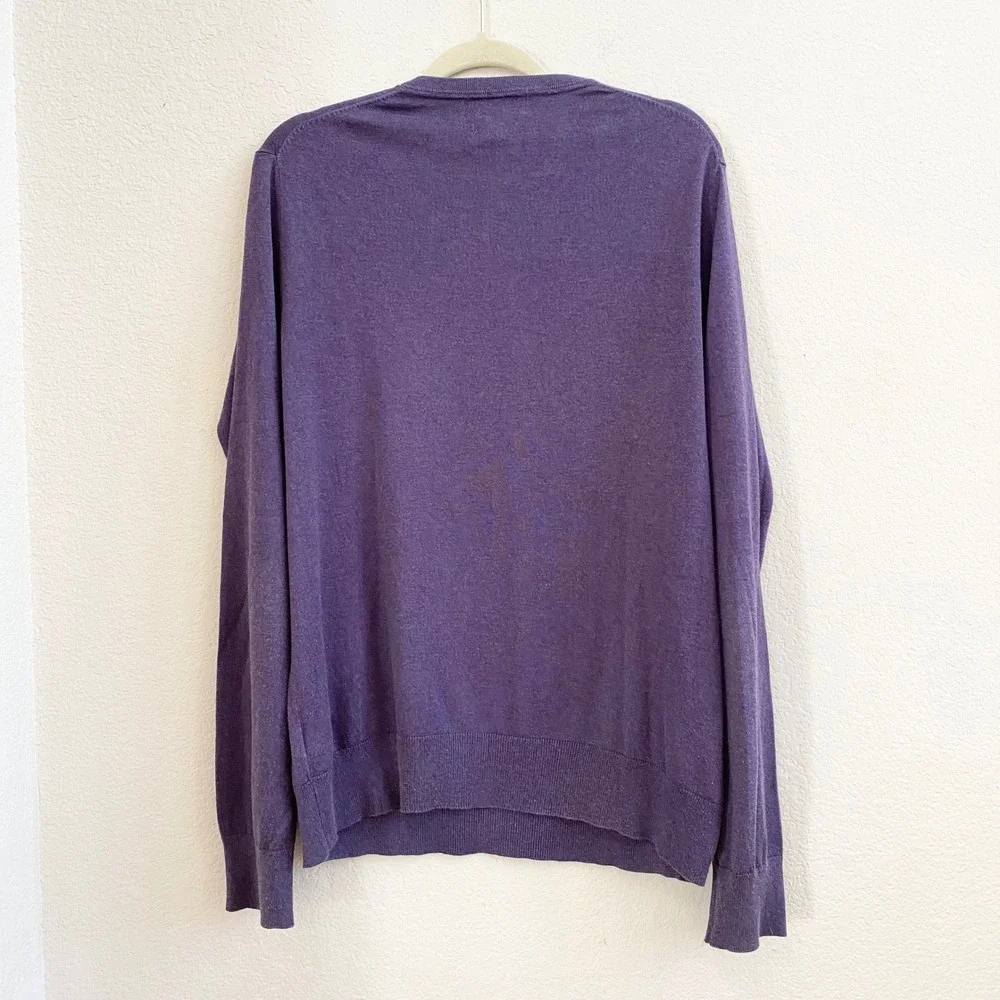 Banana Republic Luxury Blend Mens‎ V Neck Sweater L Silk Cashmere Cotton Purple